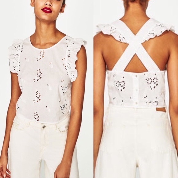 Zara Tops - Zara | Trafaluc Collection Eyelet Crop Top